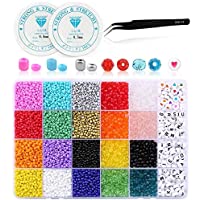 Queta DIY Abalorios para Hacer Pulseras- con Cuentas de Letras 6 mm- Conjunto de Cuentas de 24 Colores- 4 mm Perlas de…